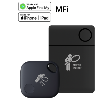 Narvie sleutel tracker en portemonnee tracker – werkt met Apple Find My iOS